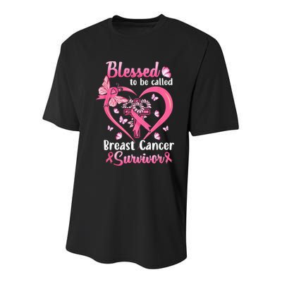 Blessed To Be Called Pink Women Heart Breast Cancer Survivor Youth Performance Sprint T-Shirt