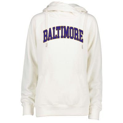 Baltimore Text Womens Funnel Neck Pullover Hood