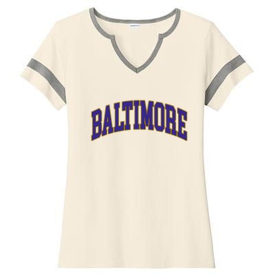 Baltimore Text Ladies Halftime Notch Neck Tee