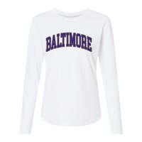 Baltimore Text Womens Cotton Relaxed Long Sleeve T-Shirt