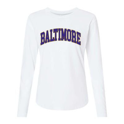 Baltimore Text Womens Cotton Relaxed Long Sleeve T-Shirt