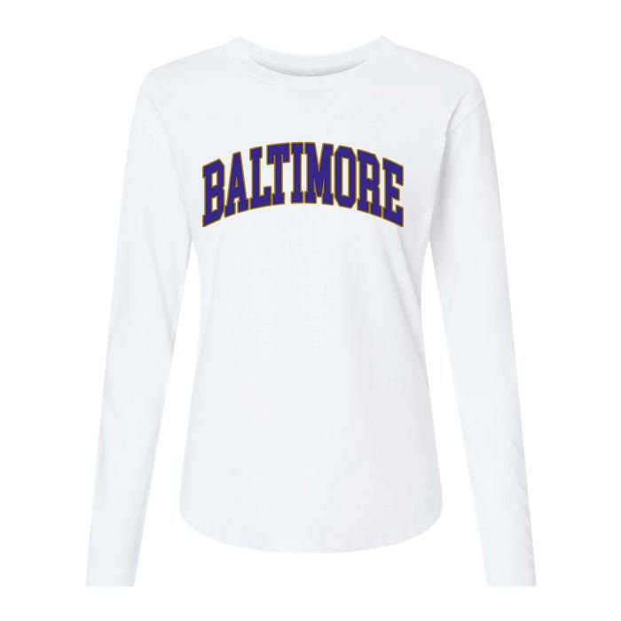 Baltimore Text Womens Cotton Relaxed Long Sleeve T-Shirt