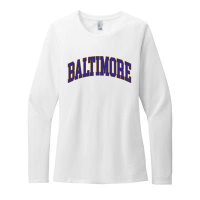 Baltimore Text Womens CVC Long Sleeve Shirt