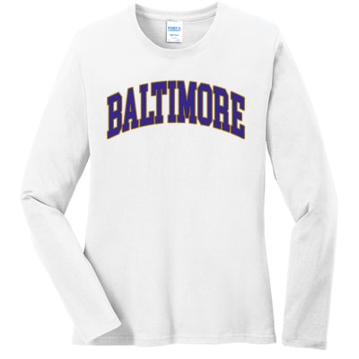 Baltimore Text Ladies Long Sleeve Shirt