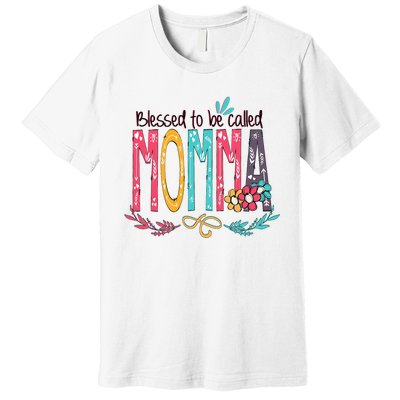 Blessed To Be Called Momma Colorful Grandma Premium T-Shirt