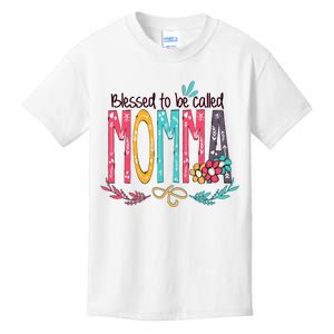 Blessed To Be Called Momma Colorful Grandma Kids T-Shirt