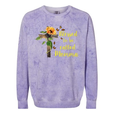 Blessed To Be Called Momma Colorblast Crewneck Sweatshirt