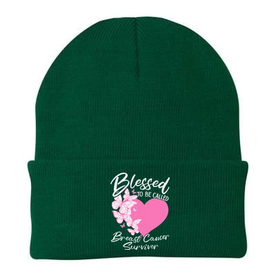 Blessed To Be Called Breast Cancer Survivor Pink Butterfly Knit Cap Winter Beanie