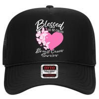 Blessed To Be Called Breast Cancer Survivor Pink Butterfly High Crown Mesh Back Trucker Hat