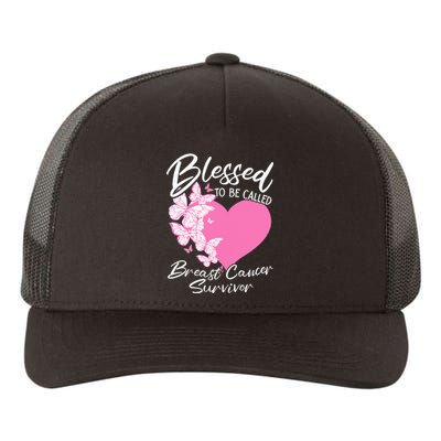 Blessed To Be Called Breast Cancer Survivor Pink Butterfly Yupoong Adult 5-Panel Trucker Hat