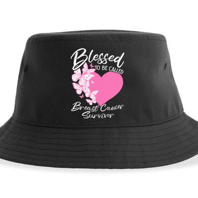 Blessed To Be Called Breast Cancer Survivor Pink Butterfly Sustainable Bucket Hat