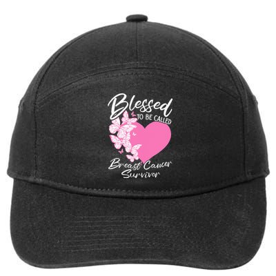 Blessed To Be Called Breast Cancer Survivor Pink Butterfly 7-Panel Snapback Hat