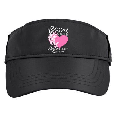 Blessed To Be Called Breast Cancer Survivor Pink Butterfly Adult Drive Performance Visor