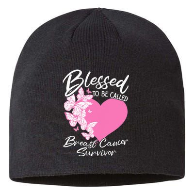 Blessed To Be Called Breast Cancer Survivor Pink Butterfly Sustainable Beanie