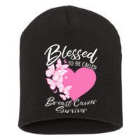 Blessed To Be Called Breast Cancer Survivor Pink Butterfly Short Acrylic Beanie