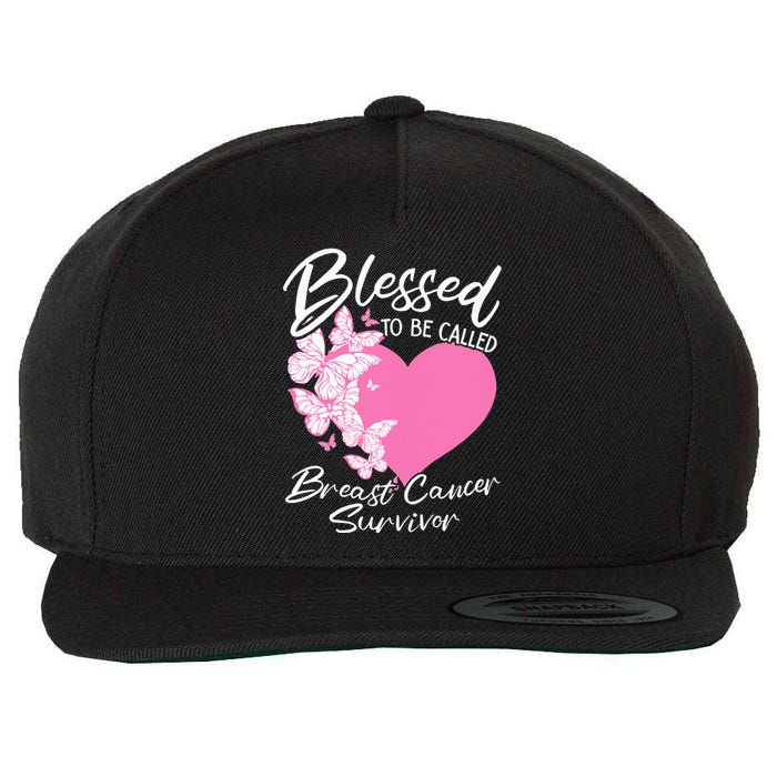 Blessed To Be Called Breast Cancer Survivor Pink Butterfly Wool Snapback Cap