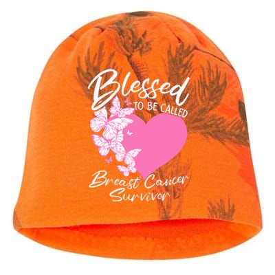 Blessed To Be Called Breast Cancer Survivor Pink Butterfly Kati - Camo Knit Beanie