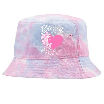 Blessed To Be Called Breast Cancer Survivor Pink Butterfly Tie-Dyed Bucket Hat