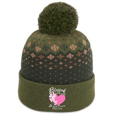 Blessed To Be Called Breast Cancer Survivor Pink Butterfly The Baniff Cuffed Pom Beanie