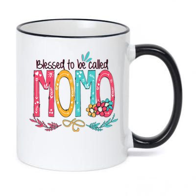 Blessed To Be Called Momo Colorful Grandma 11oz Black Color Changing Mug