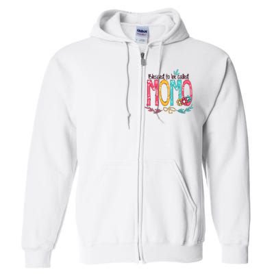 Blessed To Be Called Momo Colorful Grandma Full Zip Hoodie