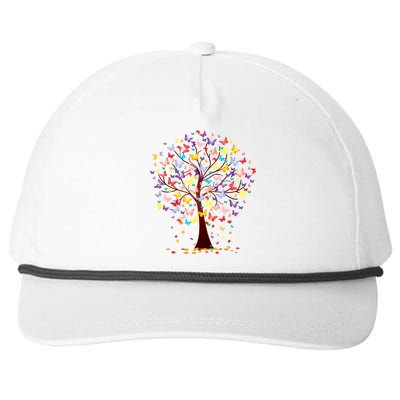 Butterfly Tree Beautiful Autumn Thanksgiving Gifts Snapback Five-Panel Rope Hat