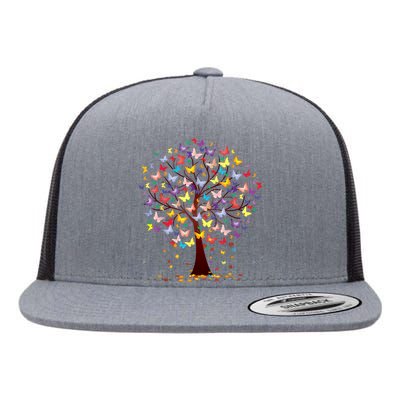 Butterfly Tree Beautiful Autumn Thanksgiving Gifts Flat Bill Trucker Hat