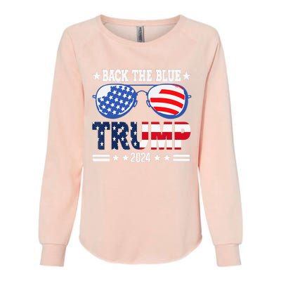 Back The Blue Trump 2024 Police American Flag Womens California Wash Sweatshirt