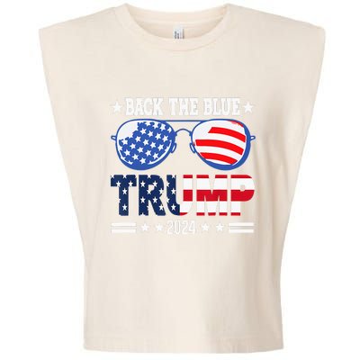 Back The Blue Trump 2024 Police American Flag Garment-Dyed Women's Muscle Tee