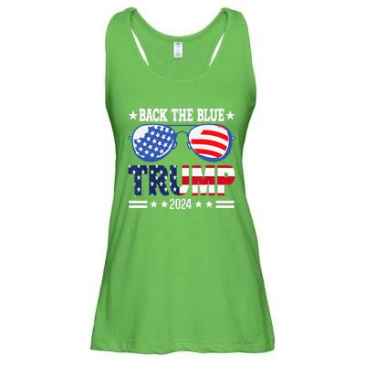 Back The Blue Trump 2024 Police American Flag Ladies Essential Flowy Tank