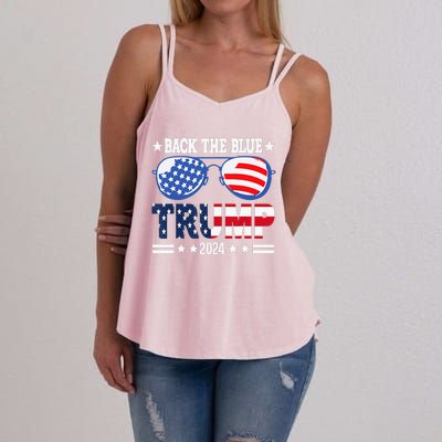 Back The Blue Trump 2024 Police American Flag Women's Strappy Tank