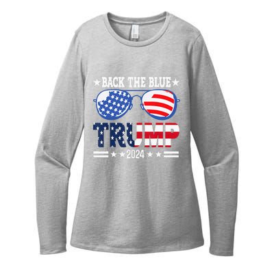 Back The Blue Trump 2024 Police American Flag Womens CVC Long Sleeve Shirt