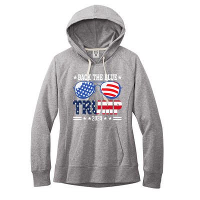 Back The Blue Trump 2024 Police American Flag Women's Fleece Hoodie