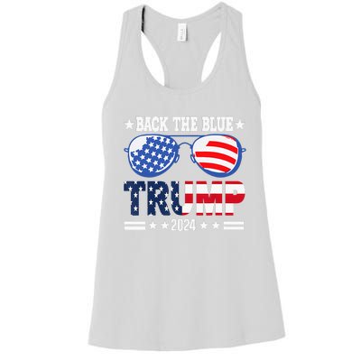 Back The Blue Trump 2024 Police American Flag Women's Racerback Tank