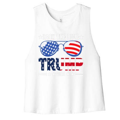 Back The Blue Trump 2024 Police American Flag Women's Racerback Cropped Tank