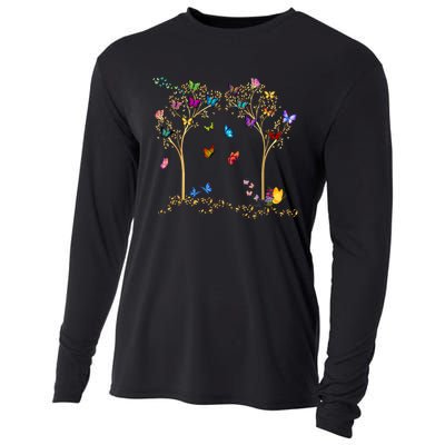 Butterfly Tree Beautiful Butterflies Cooling Performance Long Sleeve Crew