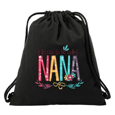 Blessed To Be Called Nana Colorful Grandma Drawstring Bag