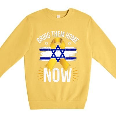 Bring Them Back Home Now Israel Flag Yellow Ribbon Premium Crewneck Sweatshirt