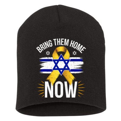 Bring Them Back Home Now Israel Flag Yellow Ribbon Short Acrylic Beanie