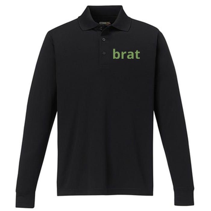 Brat Text Performance Long Sleeve Polo