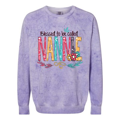 Blessed To Be Called Nannie Colorful Grandma Colorblast Crewneck Sweatshirt