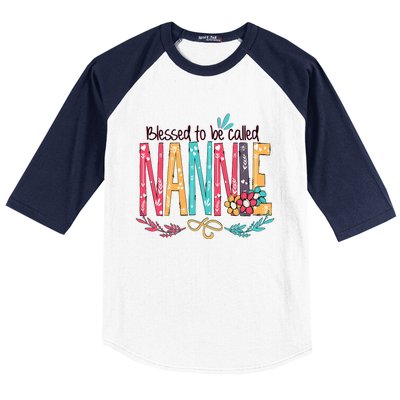 Blessed To Be Called Nannie Colorful Grandma Baseball Sleeve Shirt