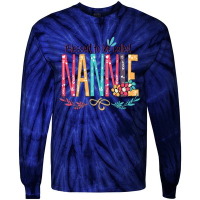 Blessed To Be Called Nannie Colorful Grandma Tie-Dye Long Sleeve Shirt