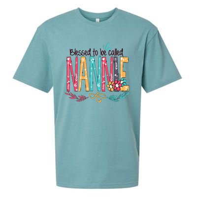 Blessed To Be Called Nannie Colorful Grandma Sueded Cloud Jersey T-Shirt