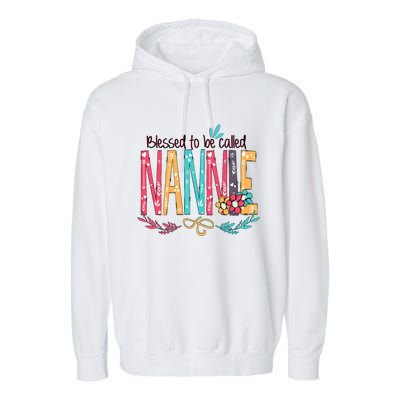 Blessed To Be Called Nannie Colorful Grandma Garment-Dyed Fleece Hoodie