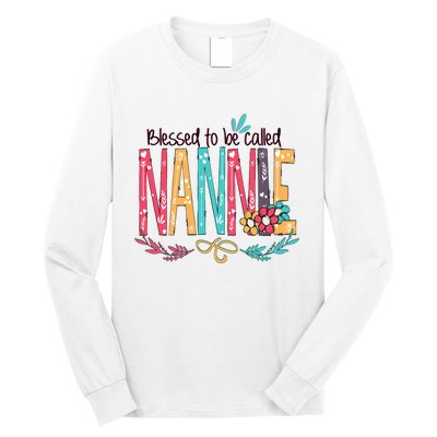 Blessed To Be Called Nannie Colorful Grandma Long Sleeve Shirt