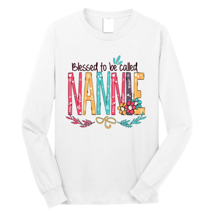 Blessed To Be Called Nannie Colorful Grandma Long Sleeve Shirt