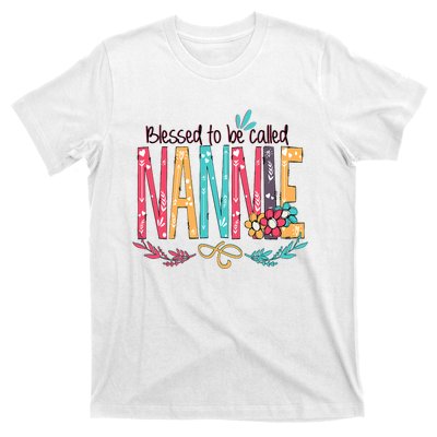 Blessed To Be Called Nannie Colorful Grandma T-Shirt