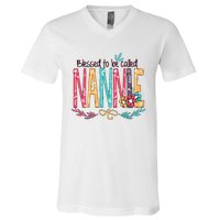 Blessed To Be Called Nannie Colorful Grandma V-Neck T-Shirt