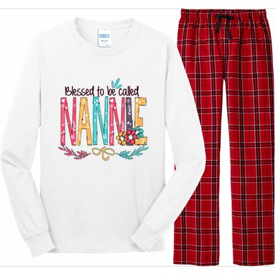 Blessed To Be Called Nannie Colorful Grandma Long Sleeve Pajama Set